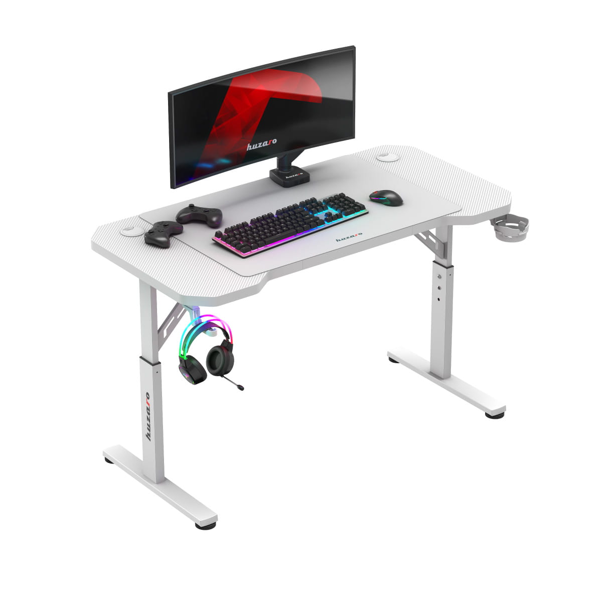 HUZARO Hero 2.6 Weiß Gaming-Schreibtisch Höhenverstellung