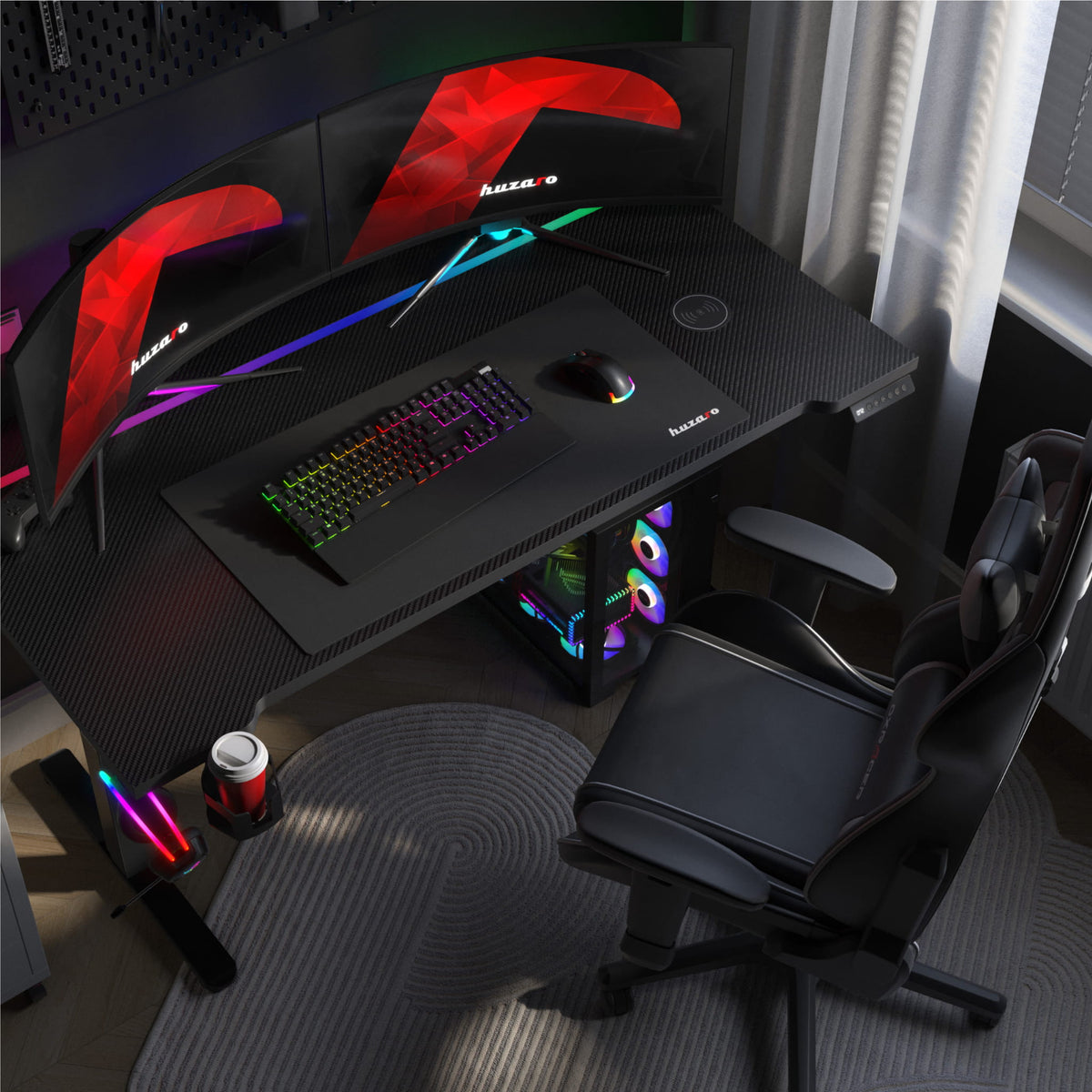 Huzaro Hero 8.7 RGB LED Schwarz elektrischer Schreibtisch