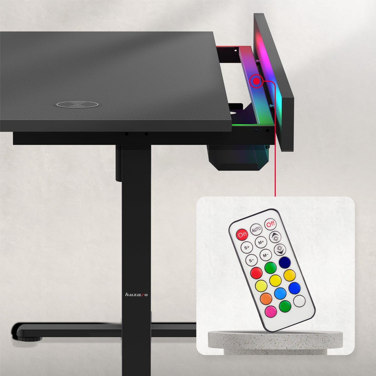 Huzaro Hero 8.7 RGB LED Schwarz elektrischer Schreibtisch