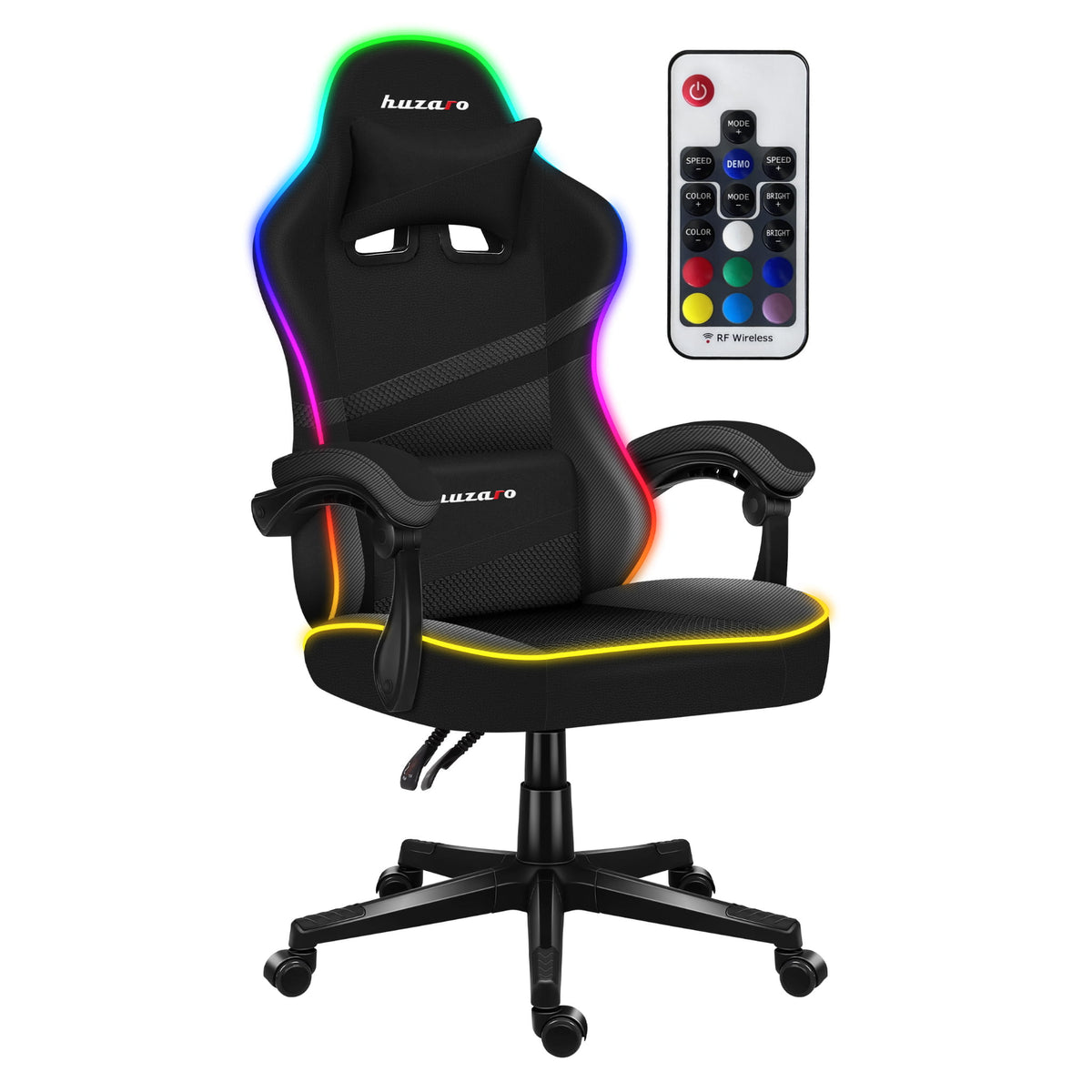 HUZARO FORCE 4.4 RGB LED Schwarz Mesh Gaming-Stuhl