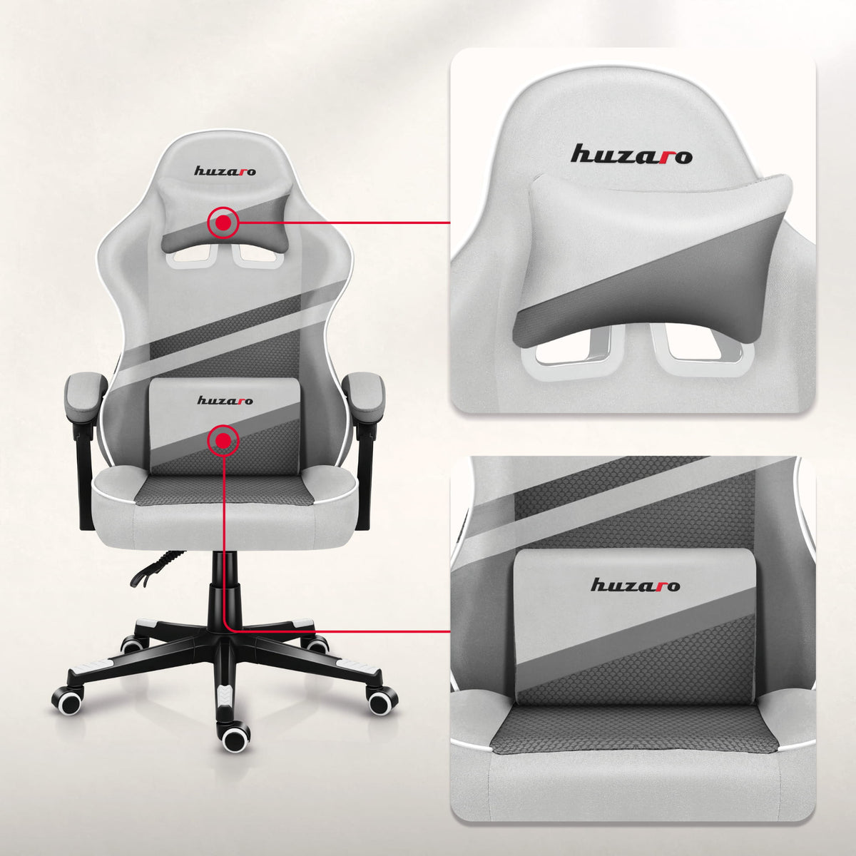 HUZARO FORCE 4.4 Weiß Mesh Gaming-Stuhl