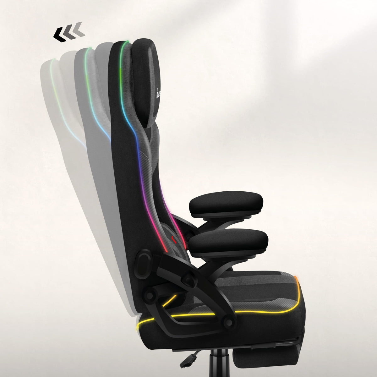 Huzaro Force 4.6 Schwarz Mesh RGB LED Smart Gaming-Stuhl