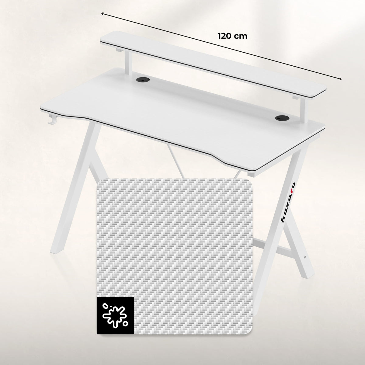 Gaming-Schreibtisch 120 cm Huzaro Hero 1.9 Weiß