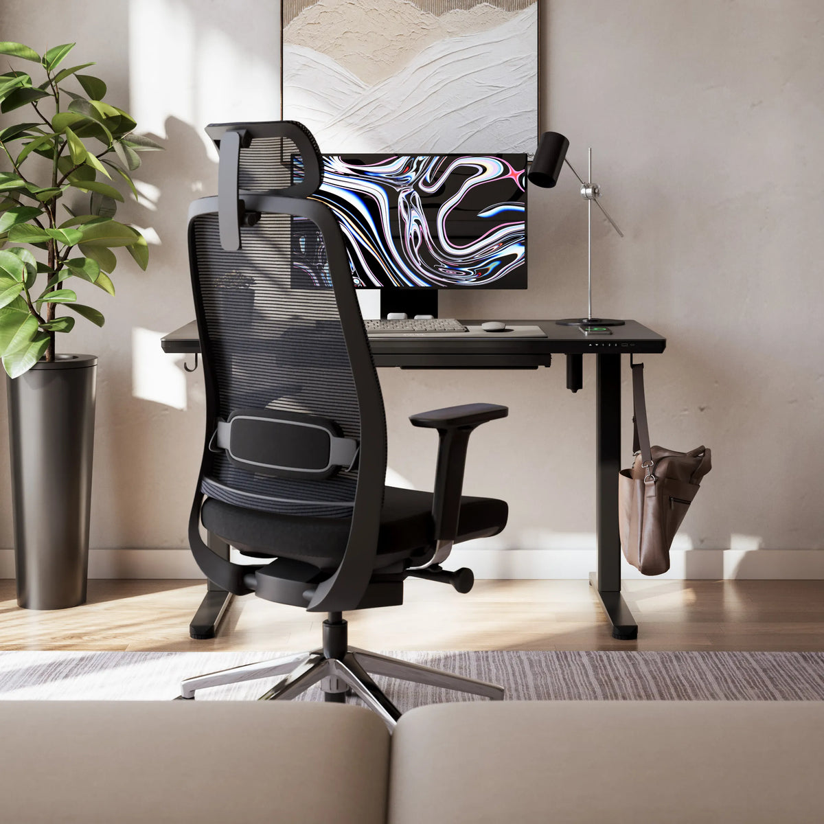 Markadler Leader 8.5 Schwarz Höhenverstellbarer Schreibtisch mit Glasplatte