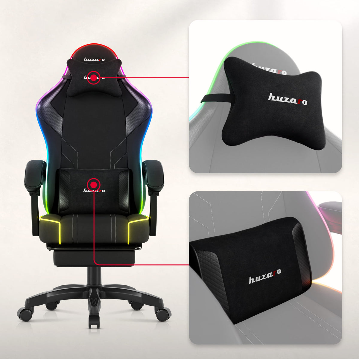 Huzaro Force 3.7 RGB LED Black Gaming-Stuhl
