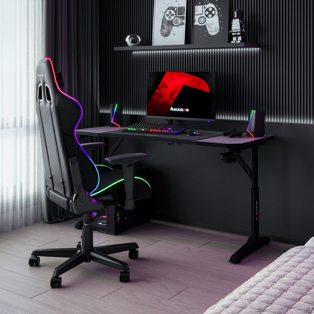 Huzaro Hero 3.6 Schwarzer Gaming-Schreibtisch 140 cm