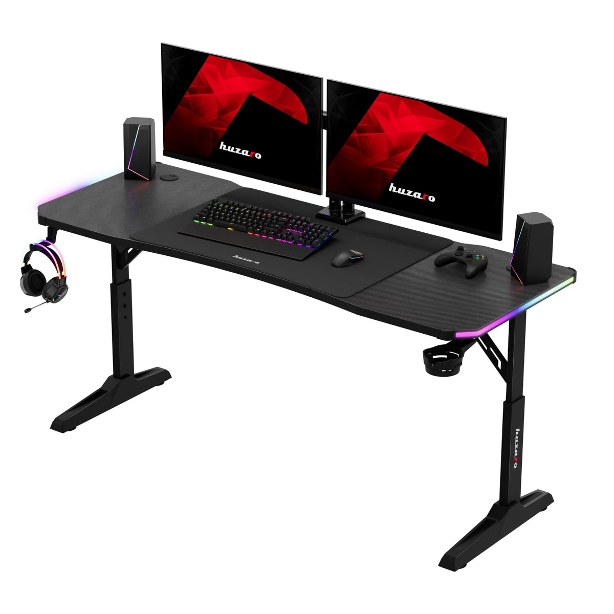 LED Gaming-Schreibtisch Huzaro Hero 4.6 RGB Schwarz 160 cm