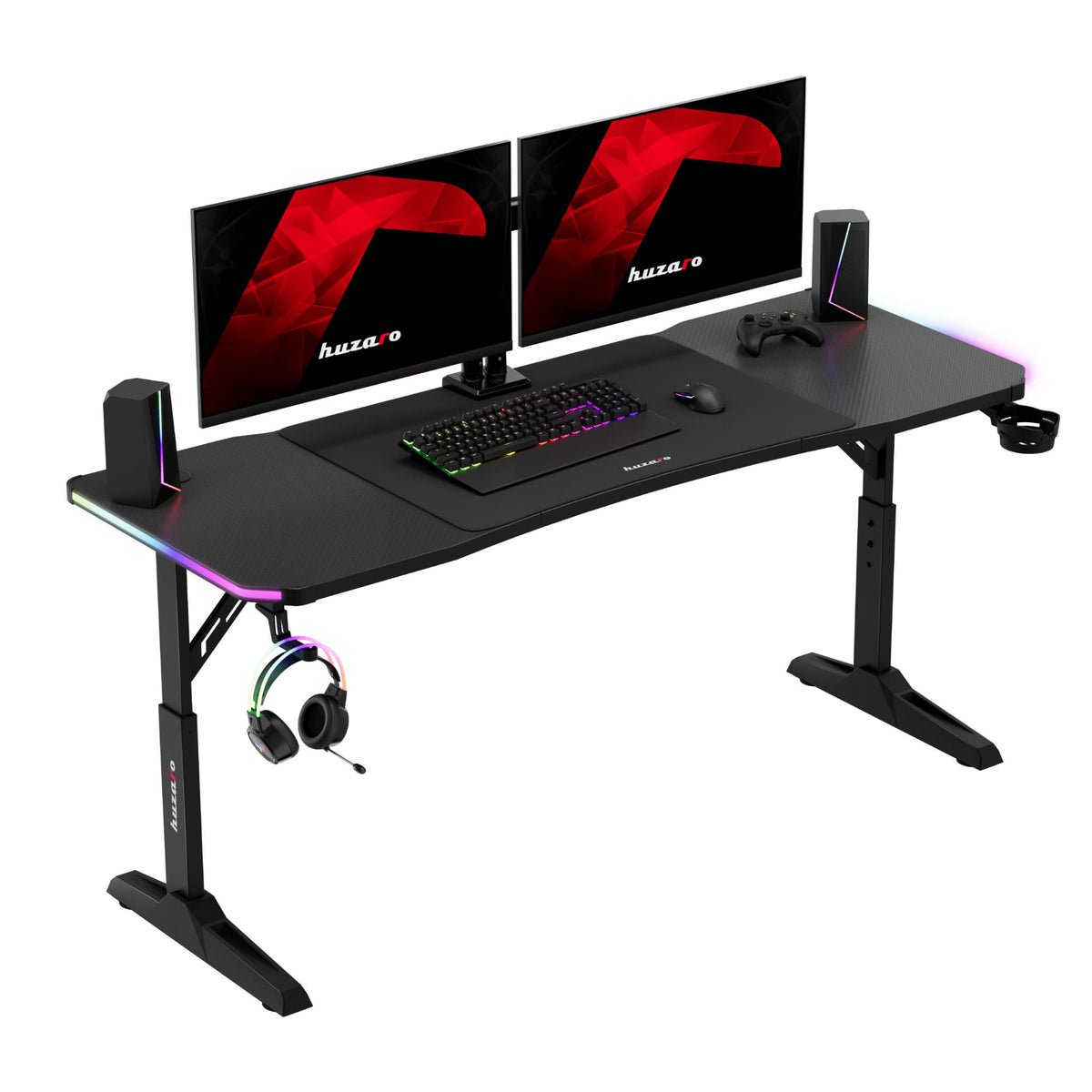 LED Gaming-Schreibtisch Huzaro Hero 4.6 RGB Schwarz 160 cm