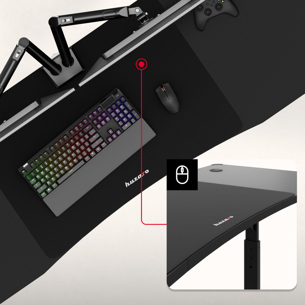 Gaming-Schreibtisch Huzaro Hero 4.6 Schwarz 160 cm