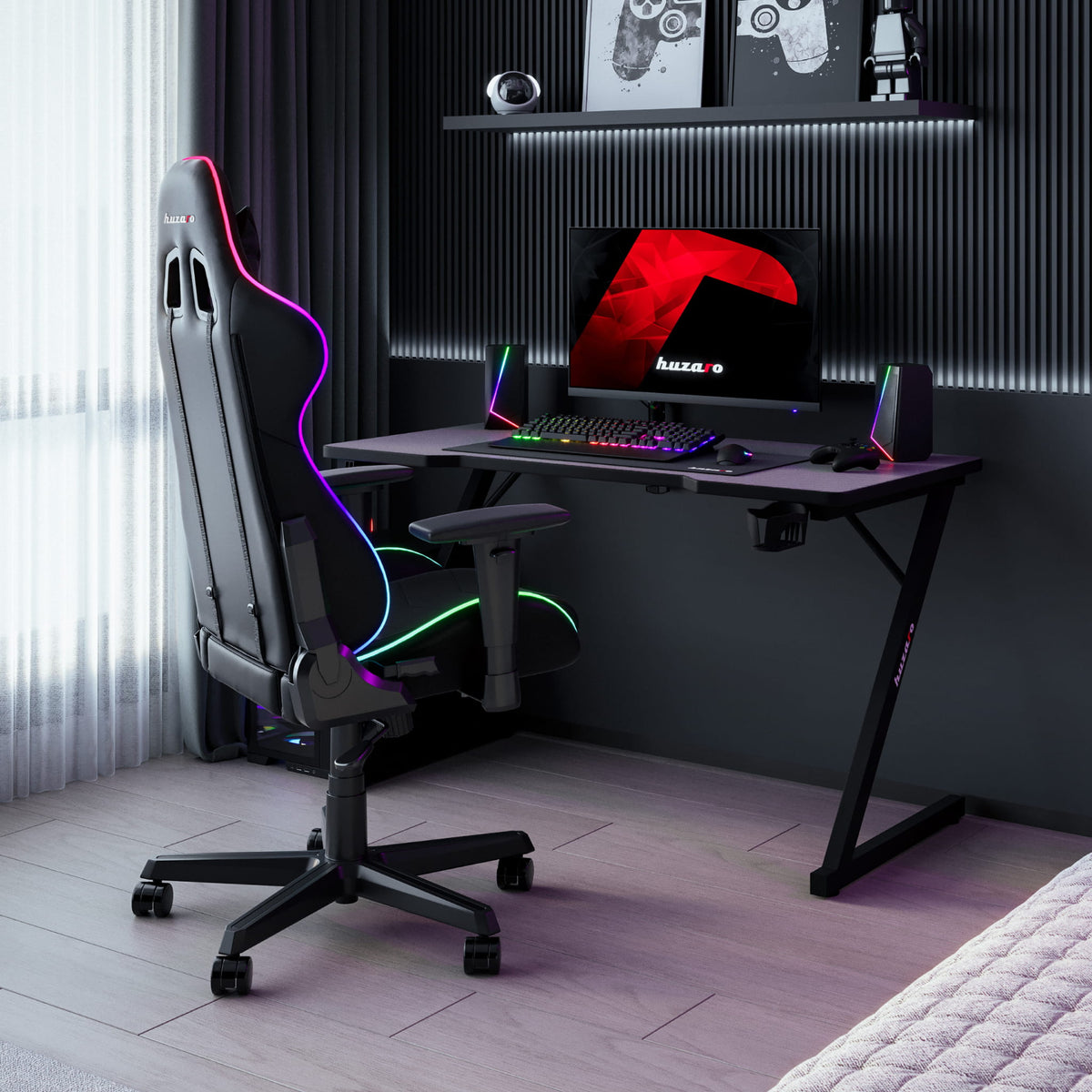 Huzaro Hero 2.5 Schwarzer Gaming-Schreibtisch 120 cm