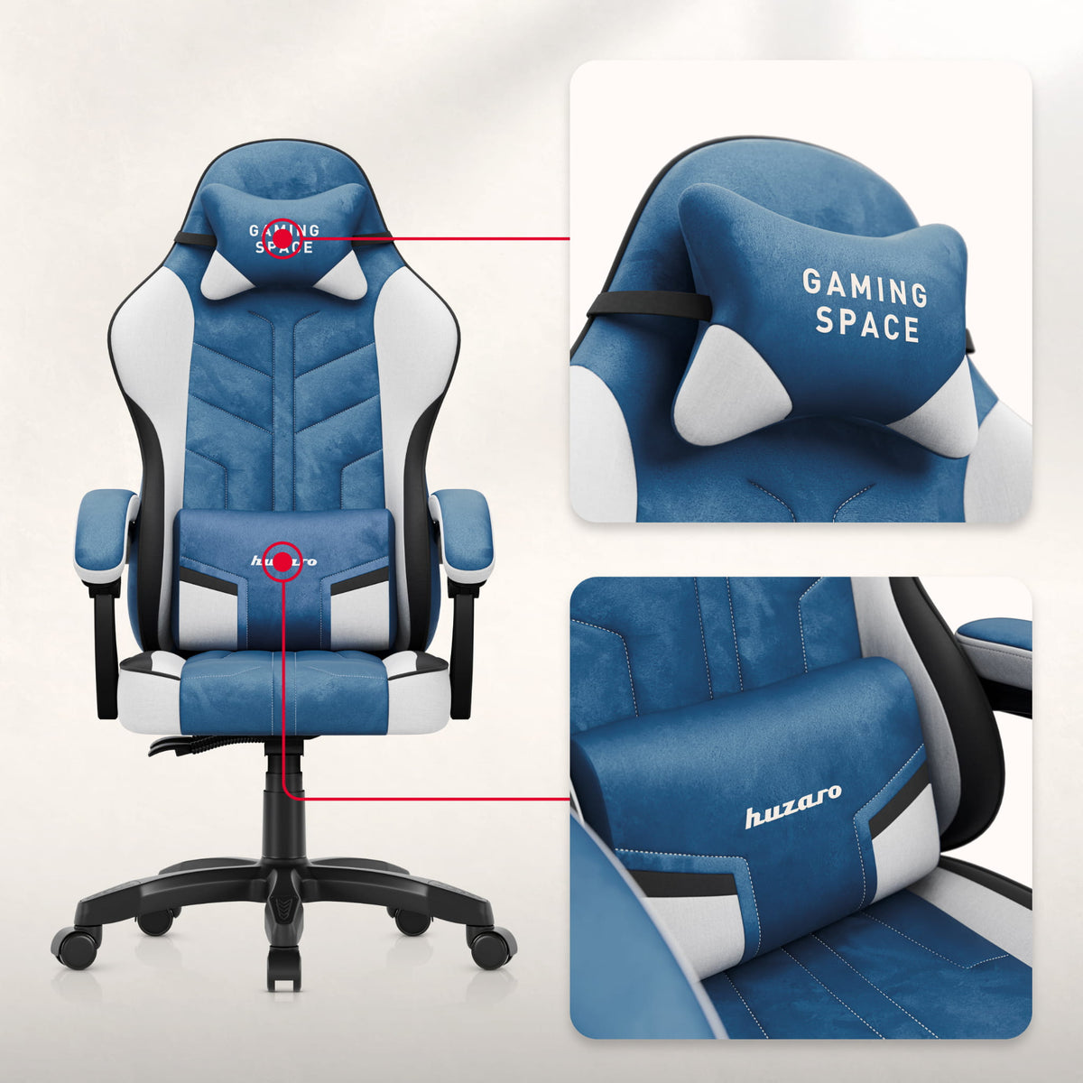 Huzaro Force 2.7 Gaming-Stuhl aus blauem Samt 