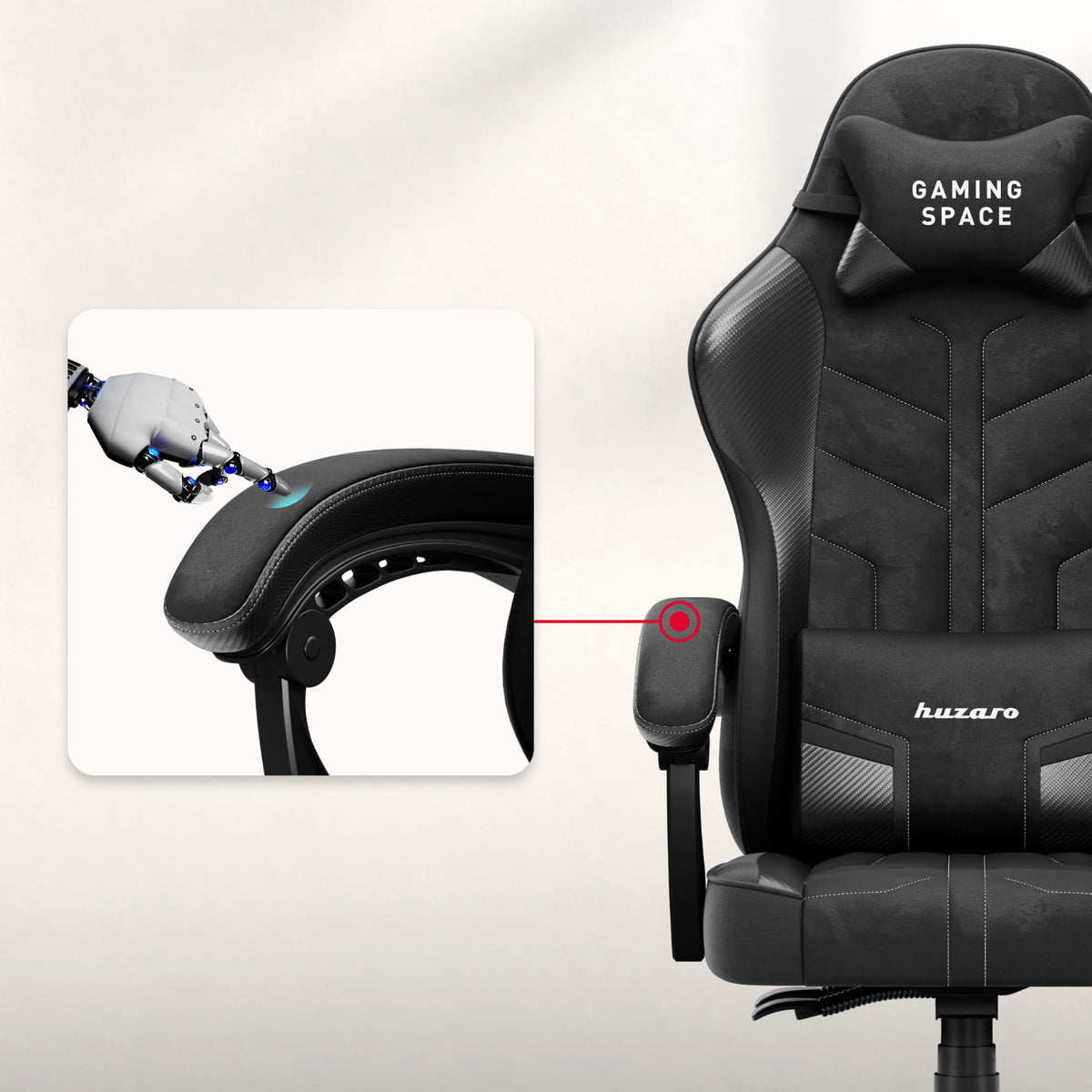 Huzaro Force 2.7 Gaming-Stuhl aus schwarzem Carbon-Samt 