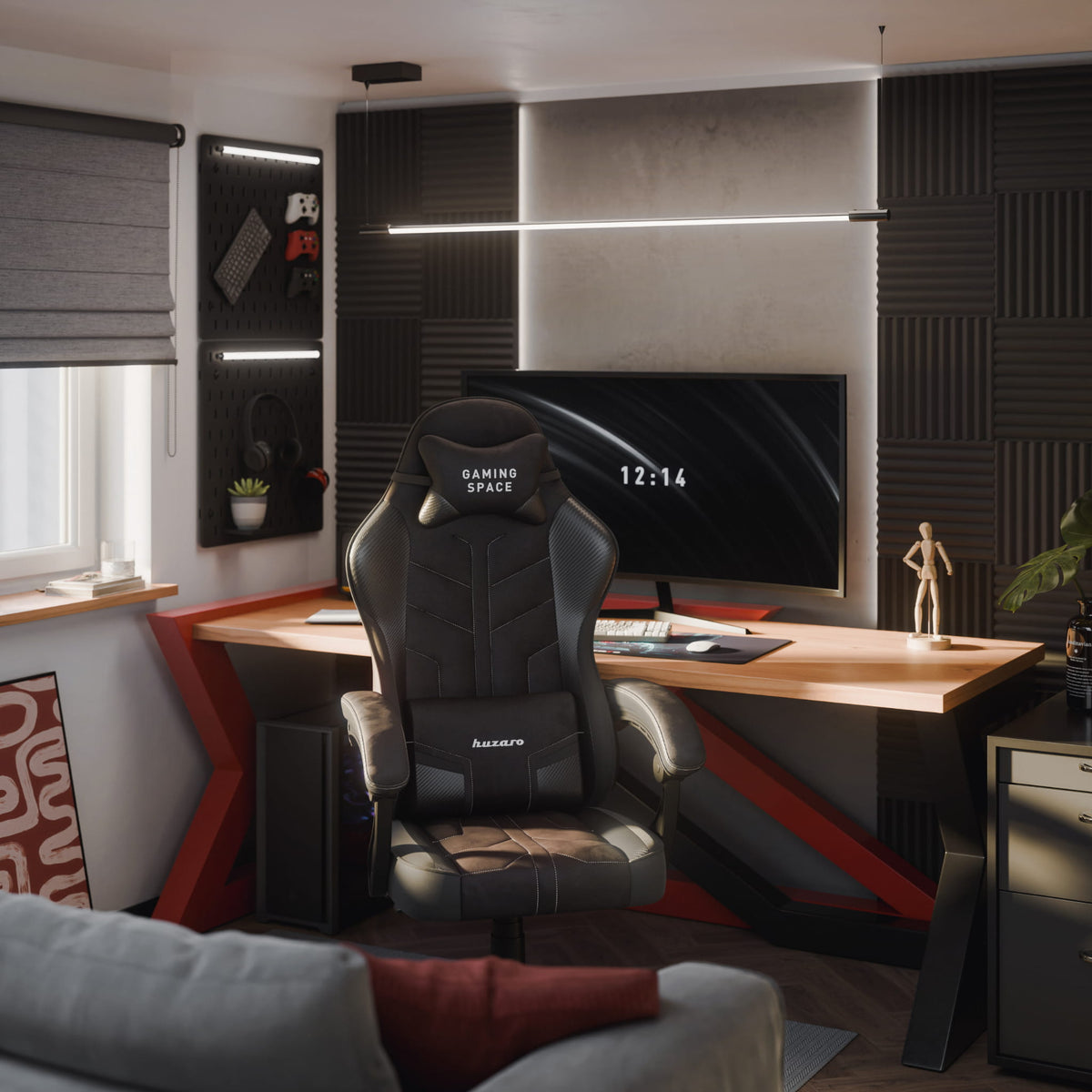 Huzaro Force 2.7 Gaming-Stuhl aus schwarzem Carbon-Samt 