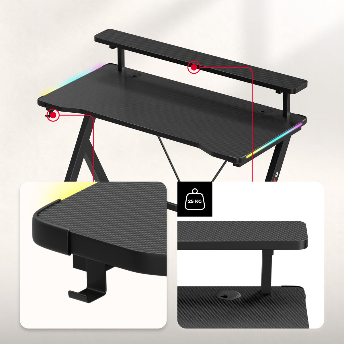 Huzaro Hero 1.9 RGB LED Gaming-Schreibtisch 120 cm