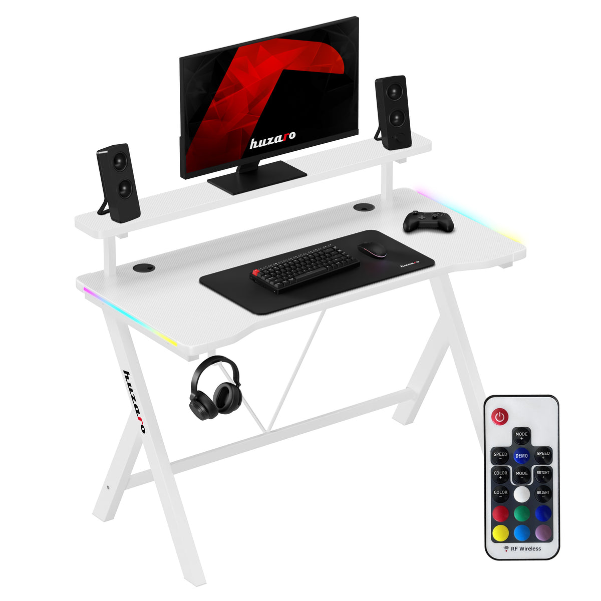 LED-Gaming-Schreibtisch Huzaro Hero 1.9 RGB Weiß 120 cm