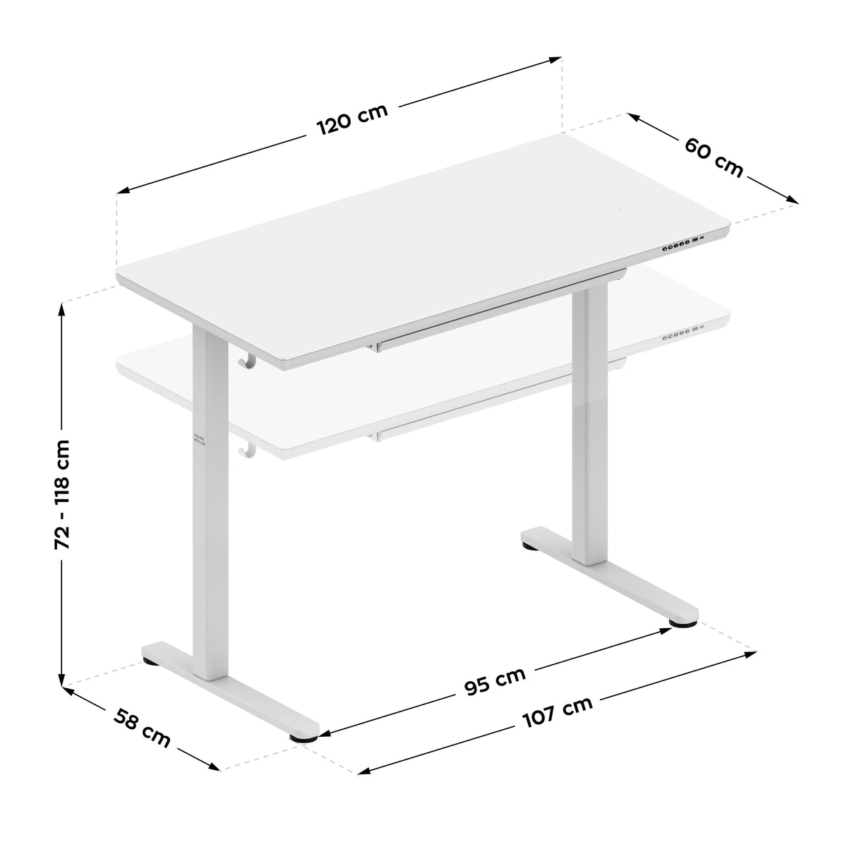 Markadler Leader 8.5 Weiß Höhenverstellbarer Schreibtisch mit Glasplatte