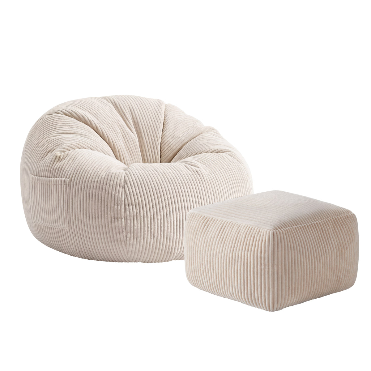 Sitzsack Cordsofa mit Fußstütze Mark Adler Comfy 3.0 Beige