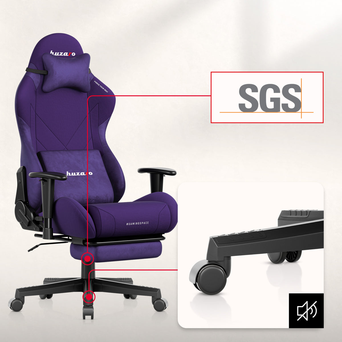 Huzaro Force 5.7 Lila Gaming-Stuhl