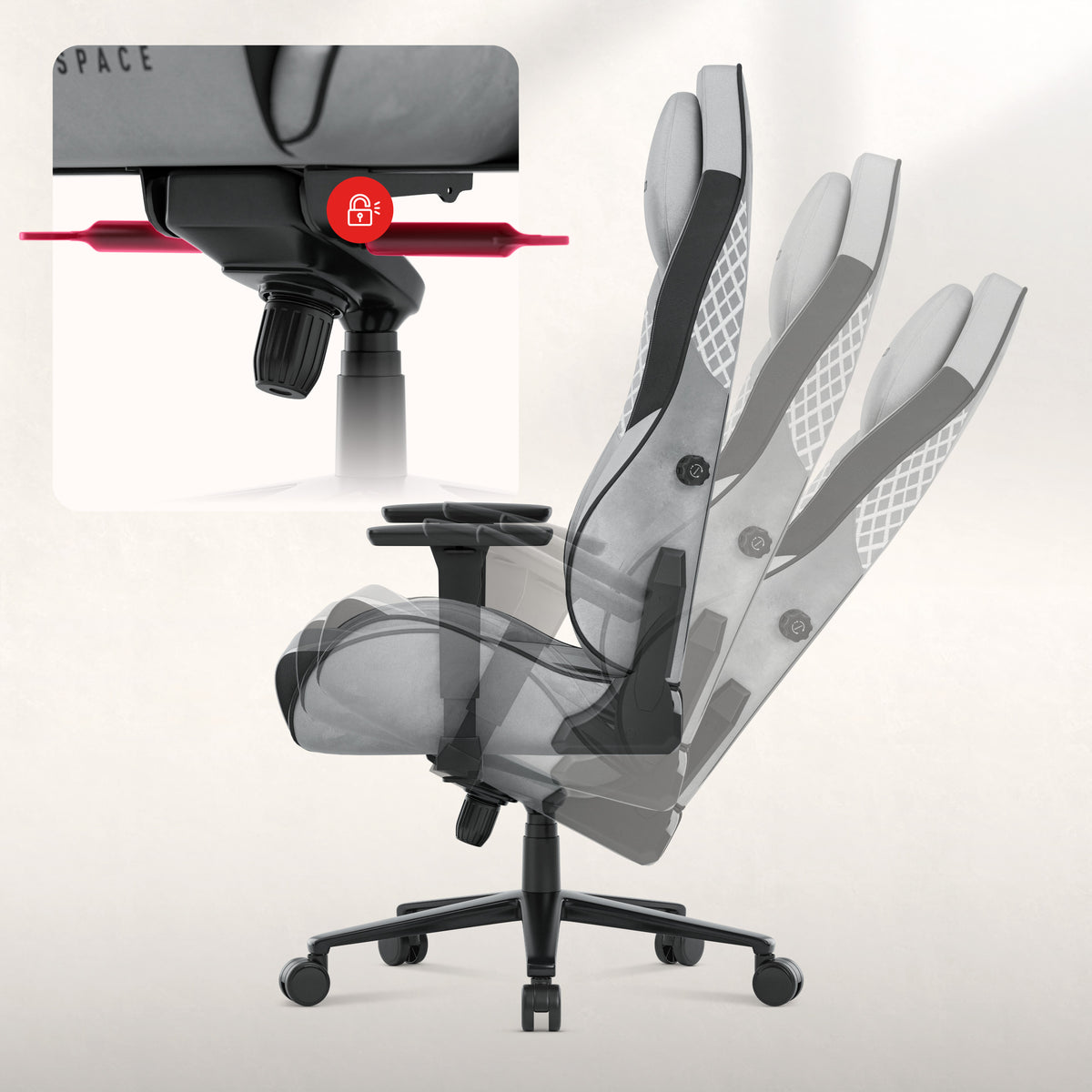 Fotel gamingowy zamszowy Huzaro Force 8.3 Grey