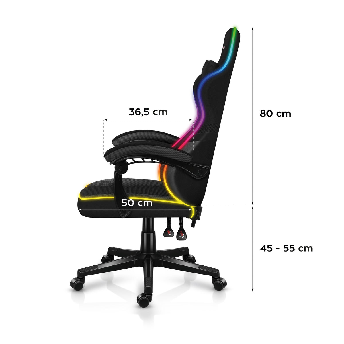 HUZARO FORCE 4.4 RGB LED Schwarz Mesh Gaming-Stuhl