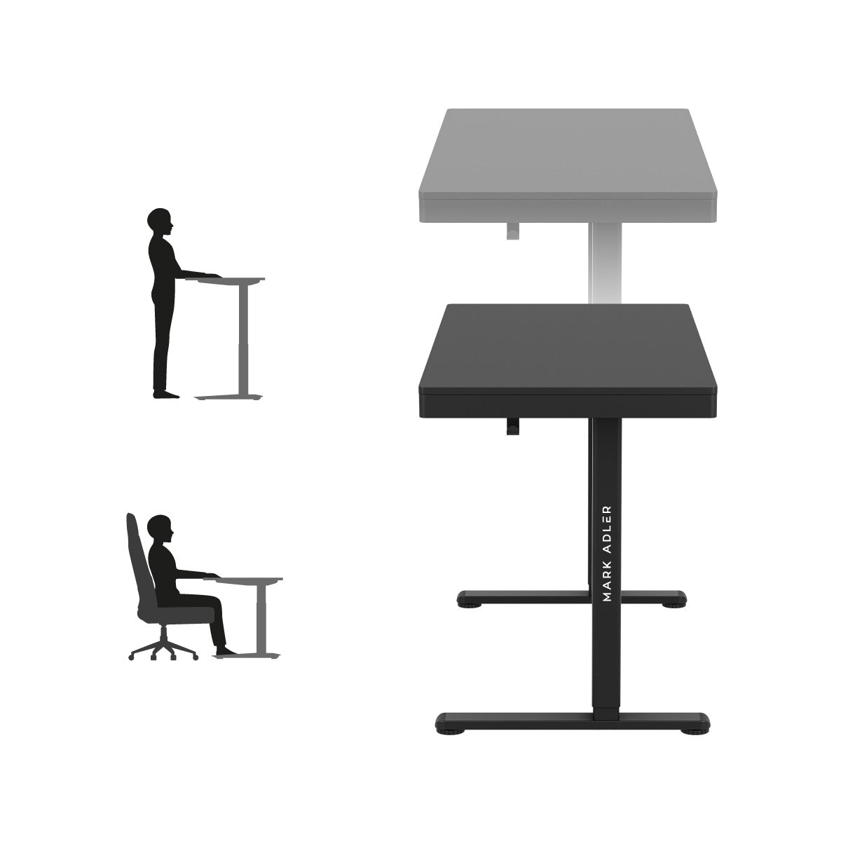 Schreibtisch mit Sitz- und Stehplätzen