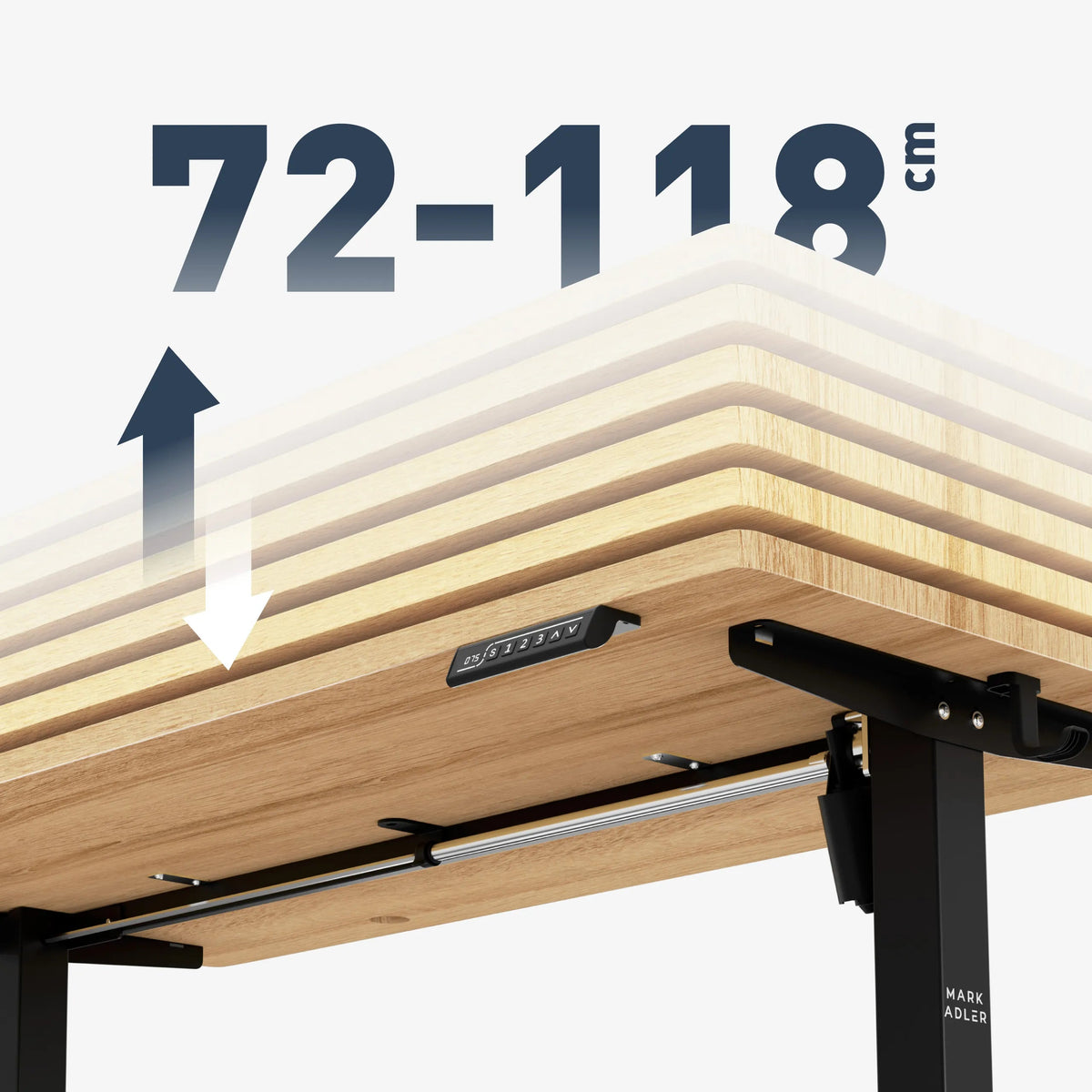 Großer Höhenverstellbereich: 72 – 118 cm