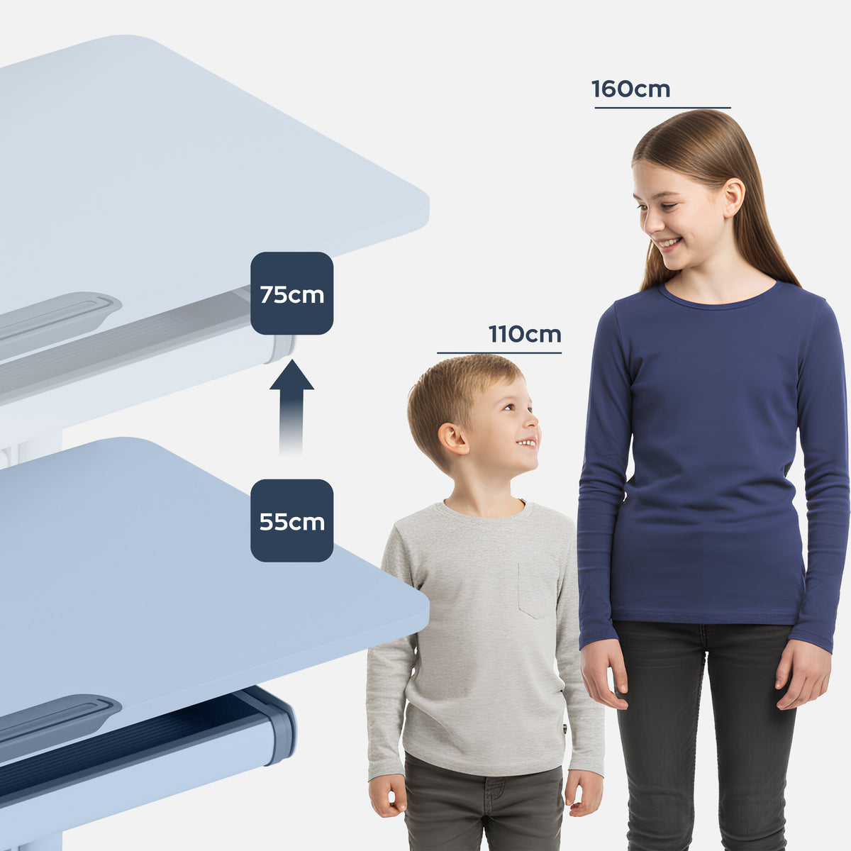 Ergonomischer Kinderschreibtisch Mark Adler Study 5.0 Grey 90 cm