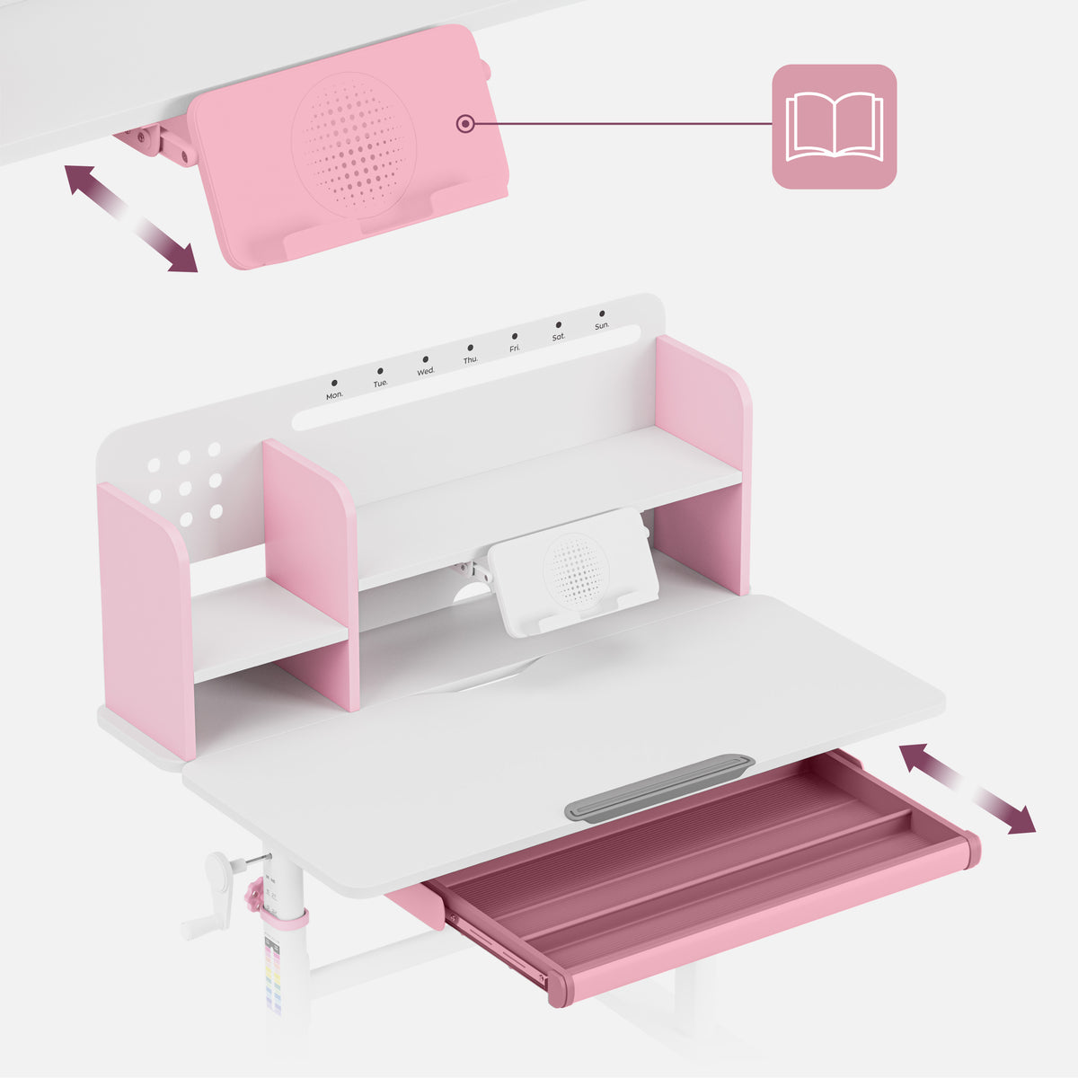 Ergonomischer Kinderschreibtisch Mark Adler Study 5.0 Pink 90 cm